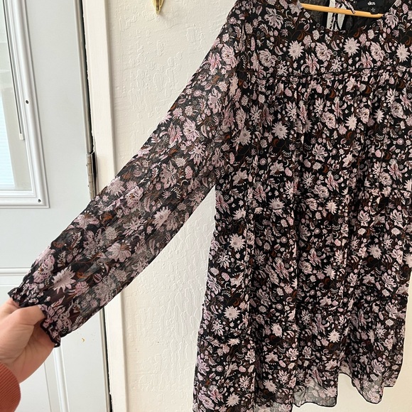 Ellos Floral Ruffle Tiered Peasant Dress with Sheer Sleeves Plus Size 20 - Picture 5 of 11